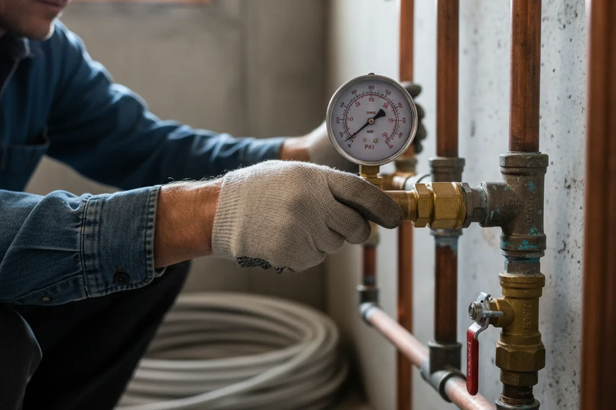 Pressure testing a repaired line during Water Line Repair in Mosheim
